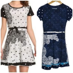 Desigual Polka Dot Bow Waist Tie Dress size 13/14